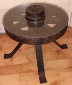 Antieke salontafel rond 50 cm diameter met glasplaat, Ophalen