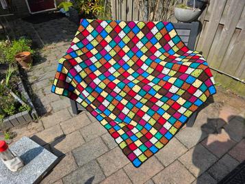 Gehaakte deken/plaid/sprei mini granny vierkantjes beschikbaar voor biedingen