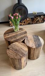 3 stuks ronde (bijzet) tafels, Ophalen, Gebruikt, 50 tot 100 cm, Rond