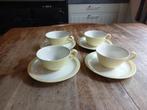 Regout pastel geel 4x kop en schotel, Antiek en Kunst, Antiek | Servies los, Ophalen of Verzenden