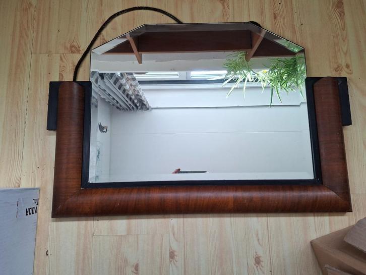 art deco geslepen spiegel, Antiek en Kunst, Antiek | Spiegels, 50 tot 100 cm, Minder dan 100 cm, Overige vormen, Ophalen