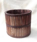 Antieke eikenhouten Amerikaanse appelsidermolen pers emmer, Antiek en Kunst, Curiosa en Brocante, Ophalen of Verzenden