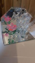 Paard met bloem van glas, Antiek en Kunst, Antiek | Glas en Kristal, Ophalen of Verzenden