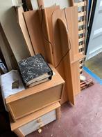 Hardhouten bed met 2 nachtkastjes | zonder matras, Ophalen, ., Wit, Tweepersoons