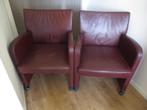 2 lederen exclusieve bordeauxrode kinnarps fauteuils t.e.a.b, Ophalen, 75 tot 100 cm, Zo goed als nieuw, Leer