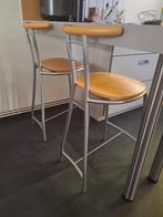 2 barkrukken hout/metaal, in zeer goede staat., Ophalen, Met voetsteun, 60 tot 90 cm, Zo goed als nieuw