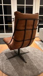 Leren draaifauteuil met metalen frame, Huis en Inrichting, Ophalen, Minder dan 75 cm, Leer, Zo goed als nieuw