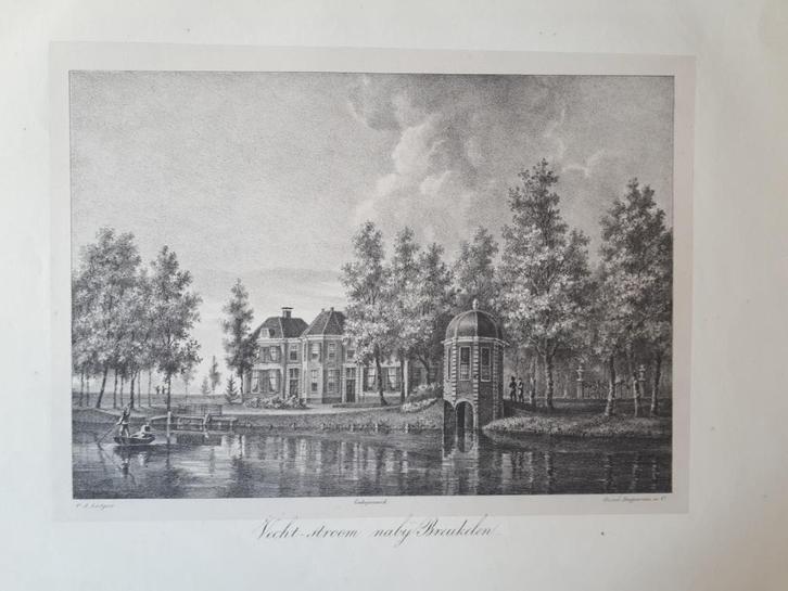 10 / Breukelen de Vechtstroom Litho 1836, Antiek en Kunst, Kunst | Litho's en Zeefdrukken, Ophalen of Verzenden