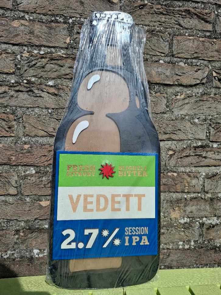 reclamebord Vedett in hout, Verzamelen, Biermerken, Nieuw, Reclamebord, Plaat of Schild, Overige merken, Ophalen of Verzenden