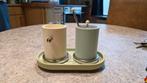 Alessi suikerpot en melkkan op plateau met lepel vintage, Overige materialen, Overige typen, Nieuw, Ophalen of Verzenden
