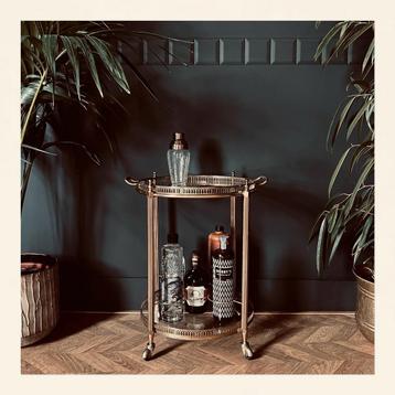 Vintage Dranken Trolley - Bar Cart gemaakt uit messing  beschikbaar voor biedingen