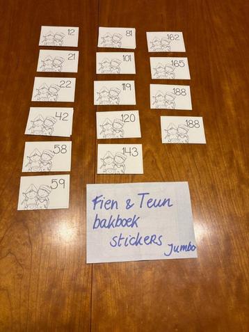 Jumbo stickers Fien Teun bakboek 10 eurocent per stuk beschikbaar voor biedingen