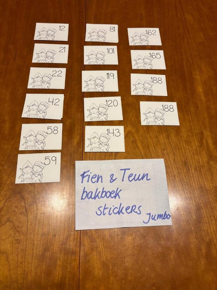 Jumbo stickers Fien Teun bakboek 10 eurocent per stuk, Verzamelen, Supermarktacties, Jumbo, Ophalen