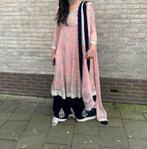 Indian bollywood salwar kameez anarkali lichtros met blauw, Ophalen of Verzenden, Zo goed als nieuw, Blauw, Overige typen