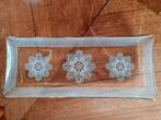 Vintage Glazen Serveerschaal met Bloemmotief, Antiek en Kunst, Ophalen