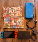 Nintendo Switch met console, 6 spellen en hardcase, Spelcomputers en Games, 1 speler, Ophalen of Verzenden, Zo goed als nieuw