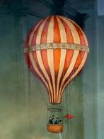 Painting glas schilderij Luchtballon met soldaten Engels, Antiek en Kunst, Ophalen