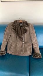 Lederen jas met “bont”, Kleding | Heren, Jassen | Winter, Bruin, Overige maten, Ophalen of Verzenden, Zo goed als nieuw