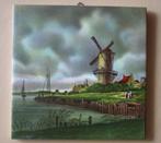 vintage Mosa tegel landschap met molen, Ophalen of Verzenden