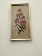 Vintage bloemen schilderijtje borduurwerk, Ophalen of Verzenden, Zo goed als nieuw