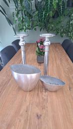 Set ovale schalen – zilverkleurig – decoratief / planten, Diversen, Kerst, Ophalen of Verzenden, Zo goed als nieuw