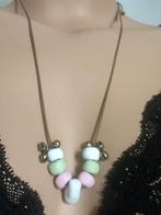koord ketting met keramiek kralen, Sieraden, Tassen en Uiterlijk, Kettingen, Ophalen of Verzenden, Gebruikt, Overige materialen