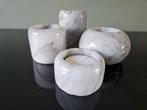 Set van 4 grijze marmeren waxinelicht houders, Overige materialen, Gebruikt, Ophalen of Verzenden, Kandelaar