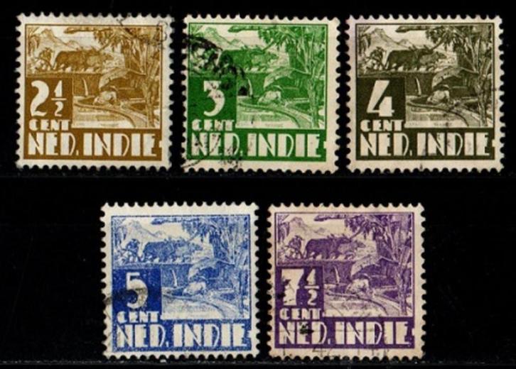Nederlands Indië nr. 248-252  Karbouw gestempeld, Postzegels en Munten, Postzegels | Nederlands-Indië en Nieuw-Guinea, Gestempeld