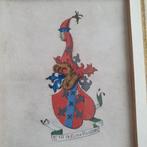 Fraaie antieke gouache met familiewapen., Ophalen of Verzenden