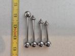 Tongpiercing staal set van 4, Verzenden, Nieuw, Staal, Tongpiercing