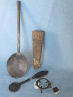 Lepel, heft, spatel en treeft in tin - 14e - 17e eeuw, Ophalen of Verzenden