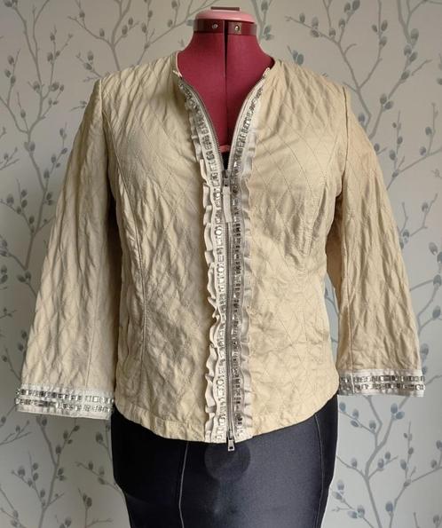ENES LamsLeren Colbert-Jasje maat 40=38, Kleding | Dames, Jassen | Zomer, Zo goed als nieuw, Maat 38/40 (M), Beige, Ophalen of Verzenden