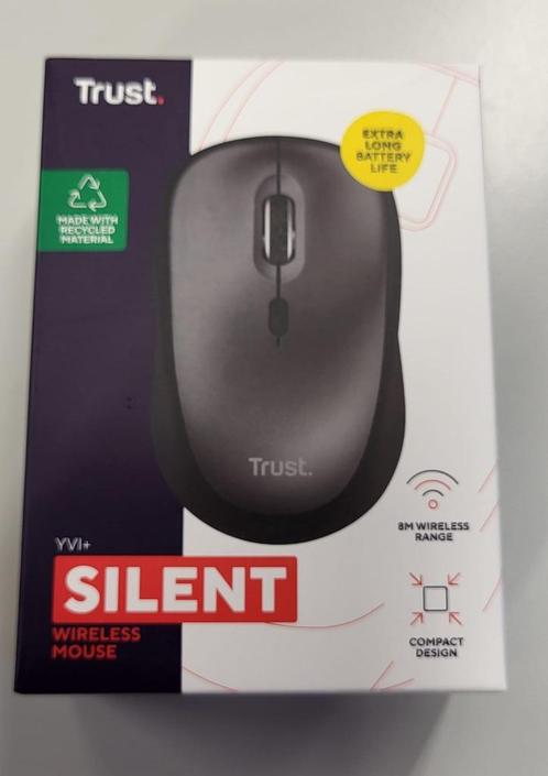 Trust Yvi+ Silent Wireless Mouse Zwart, Computers en Software, Muizen, Nieuw, Muis, Rechtshandig, Draadloos, Ophalen of Verzenden