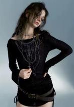 Prachtige vintage top zwart Gothic / Alt met tattoo print, Maat 38/40 (M), Zwart, Nieuw, Ophalen of Verzenden