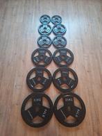 Gietijzeren halterschijven 115kg 50mm., Sport en Fitness, Fitnessmaterialen, Ophalen, Zo goed als nieuw