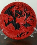 Vintage Chinees Lakwerk Bord met Kraanvogels, Ophalen of Verzenden