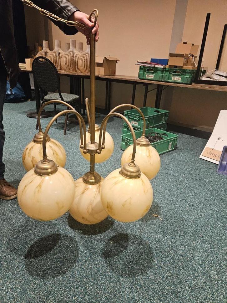 Vintage kroonluchter / antieke kroonluchter, Huis en Inrichting, Lampen | Kroonluchters, Gebruikt, Glas, Metaal, Ophalen