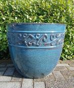 Noble Egg Swirl in Antic Blue of magiato 2 kleuren 4 maten., Tuin en Terras, Bloempotten, Ophalen, 40 cm of meer, Rond, Nieuw