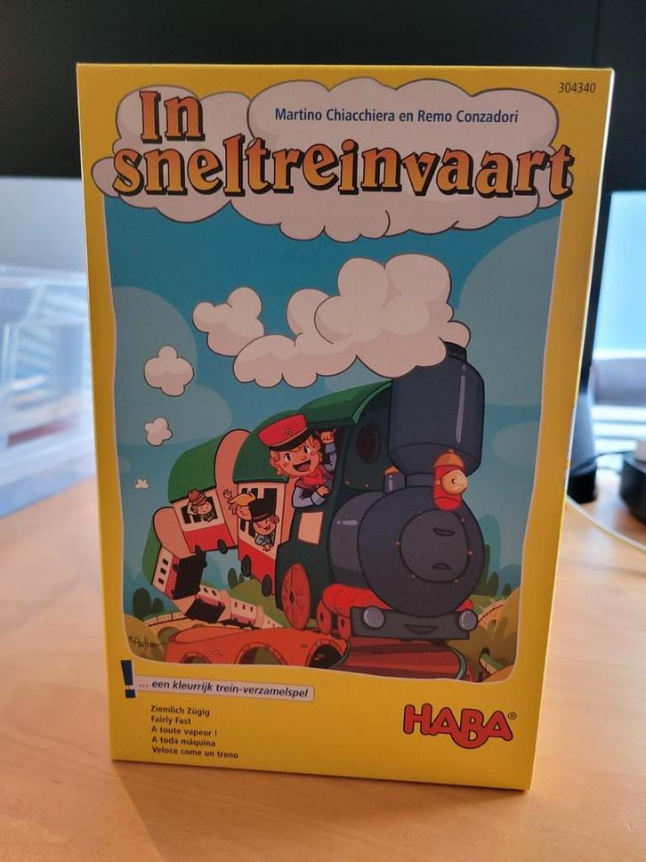 HABA In sneltreinvaart - spel compleet, Hobby en Vrije tijd, Gezelschapsspellen | Bordspellen, Zo goed als nieuw, Een of twee spelers
