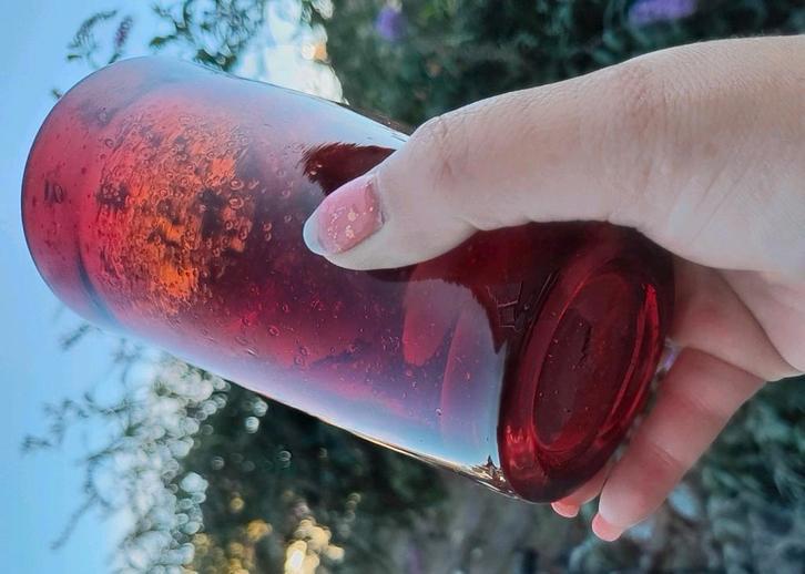 cadmium glas met bubbels, Antiek en Kunst, Antiek | Glas en Kristal, Ophalen of Verzenden