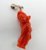 Japanse/Chinese hanger van bloedkoraal, Sieraden, Tassen en Uiterlijk, Antieke sieraden, Ophalen of Verzenden, Overige materialen