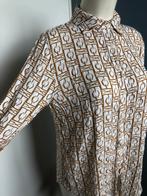 Transfer wit goud-bruin knoop blouse l, Maat 42/44 (L), Transfer, Ophalen of Verzenden, Wit