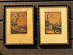 2 Houtsnede's van Ed Jeska., Antiek en Kunst, Kunst | Etsen en Gravures, Ophalen of Verzenden