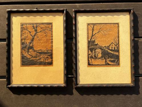 2 Houtsnede's van Ed Jeska., Antiek en Kunst, Kunst | Etsen en Gravures, Ophalen of Verzenden