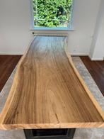 Eikenhouten industriele tafel zwarte poten, Huis en Inrichting, Ophalen, 50 tot 100 cm, Zo goed als nieuw, Vijf personen of meer