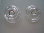2 glazen kaarsenhouders, Ophalen of Verzenden, Zo goed als nieuw, Overige materialen, Minder dan 25 cm