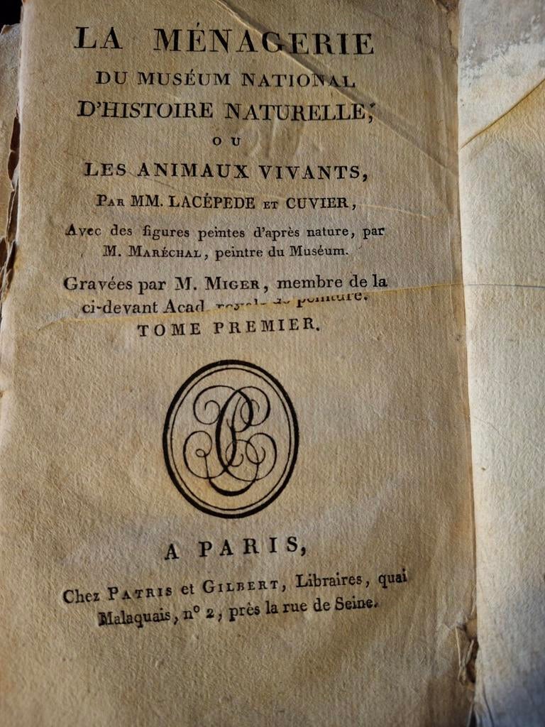 La Ménagerie du Muséum National d'Histoire Naturelle, Antiek en Kunst, Ophalen of Verzenden, Lacépède en Cuvier