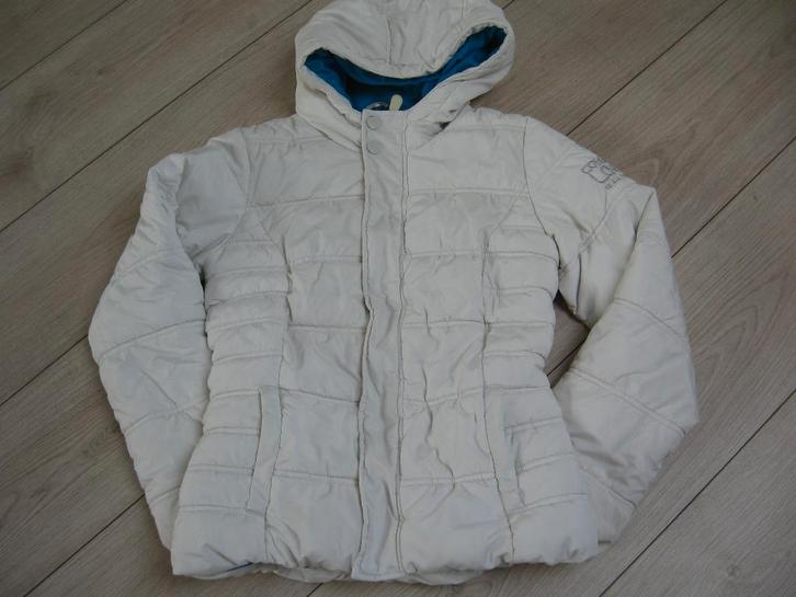 Leuke warme gevoerde ecru meisjes winter jas 152 €9.00, Kinderen en Baby's, Kinderkleding | Maat 152, Zo goed als nieuw, Meisje