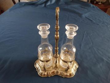 Olie en azijn stel messing vintage beschikbaar voor biedingen