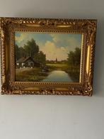 Olieverf landschap schilderij v.Ast, Antiek en Kunst, Ophalen of Verzenden